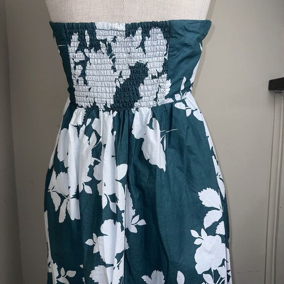 NEW Cynthia Rowley Green White Floral Print Strapless Midi Dress Size 12 NEW - Picture 8 of 9